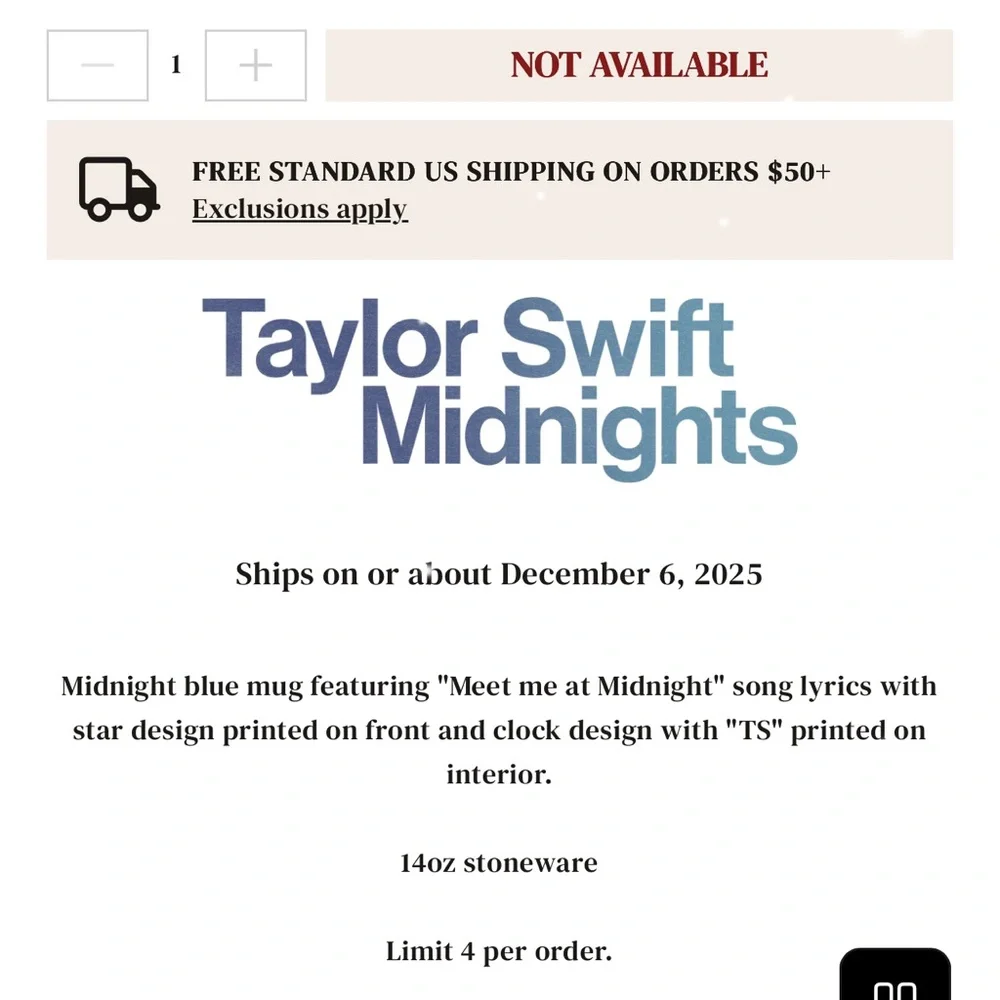 Taylor Swift Meet Me At Midnight Mug Clock Blue Stars - Picture 7 of 7